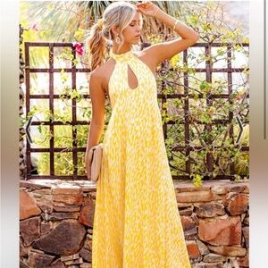Vici Yellow Halter Maxi Sundress for Weddings or Showers
